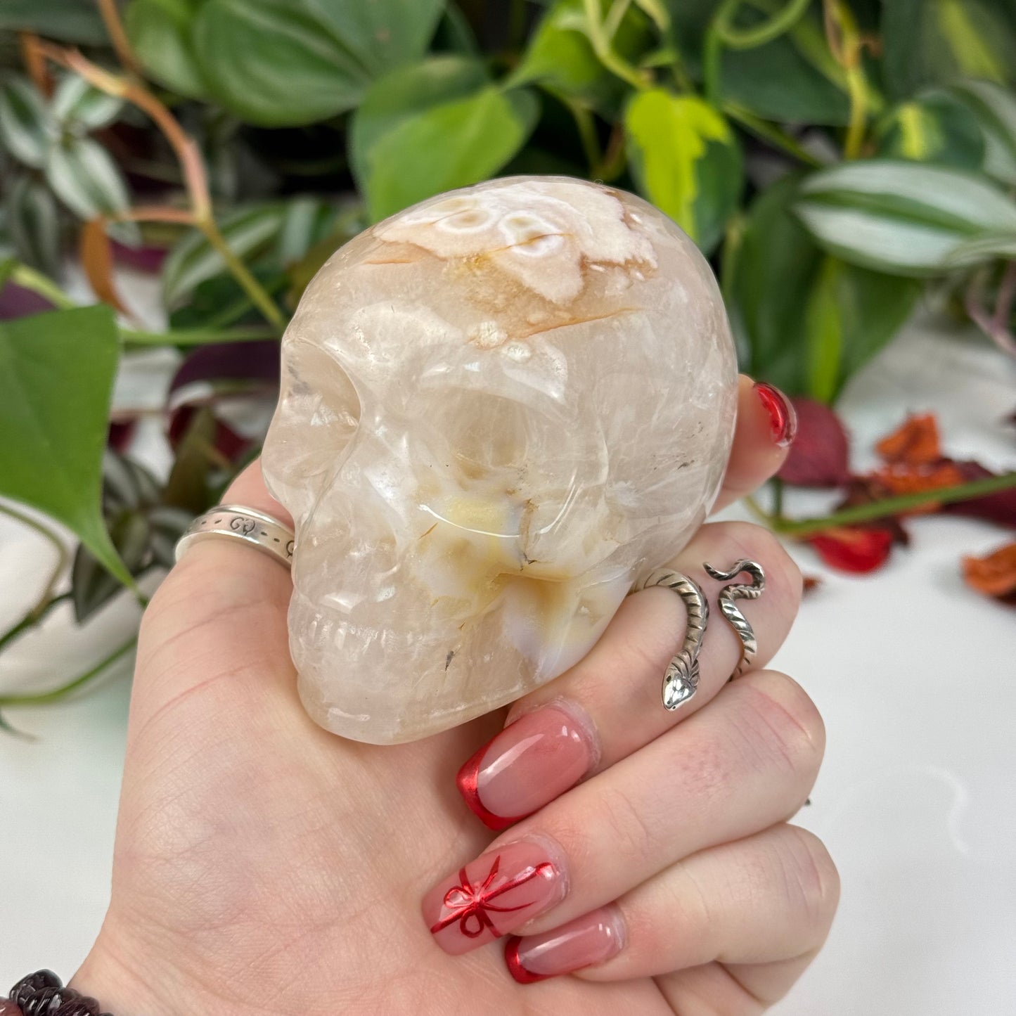 Flower Agate Skull