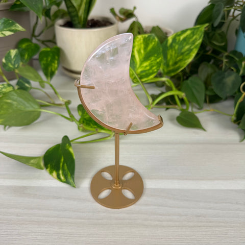 Rose Quartz Moon (W/ Custom Stand)