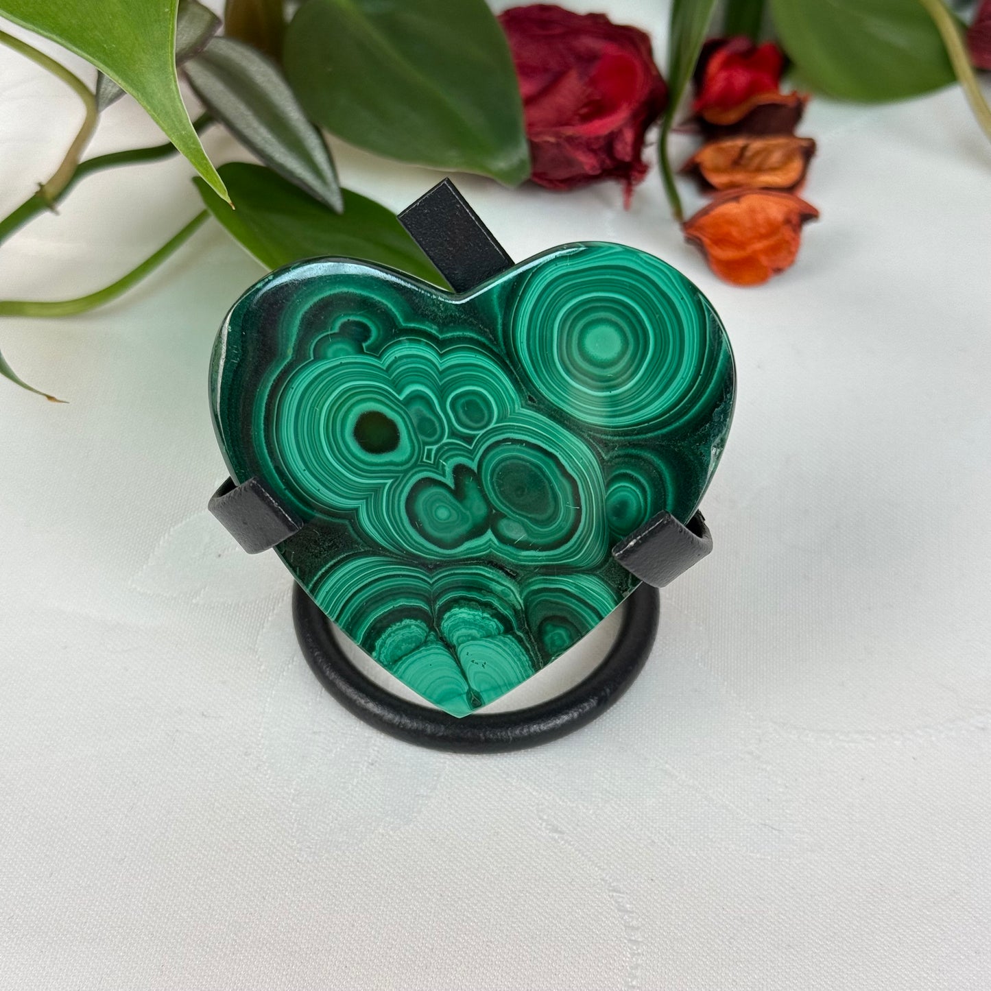 Velvet Flower Malachite Love Heart