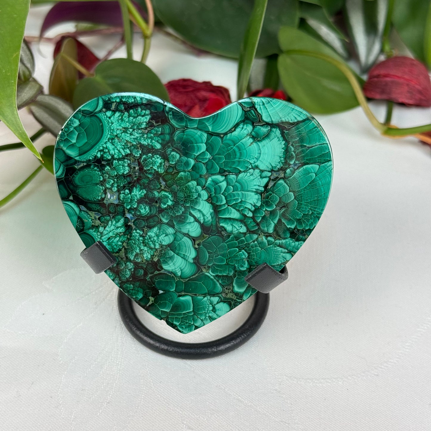 Velvet Flower Malachite Love Heart