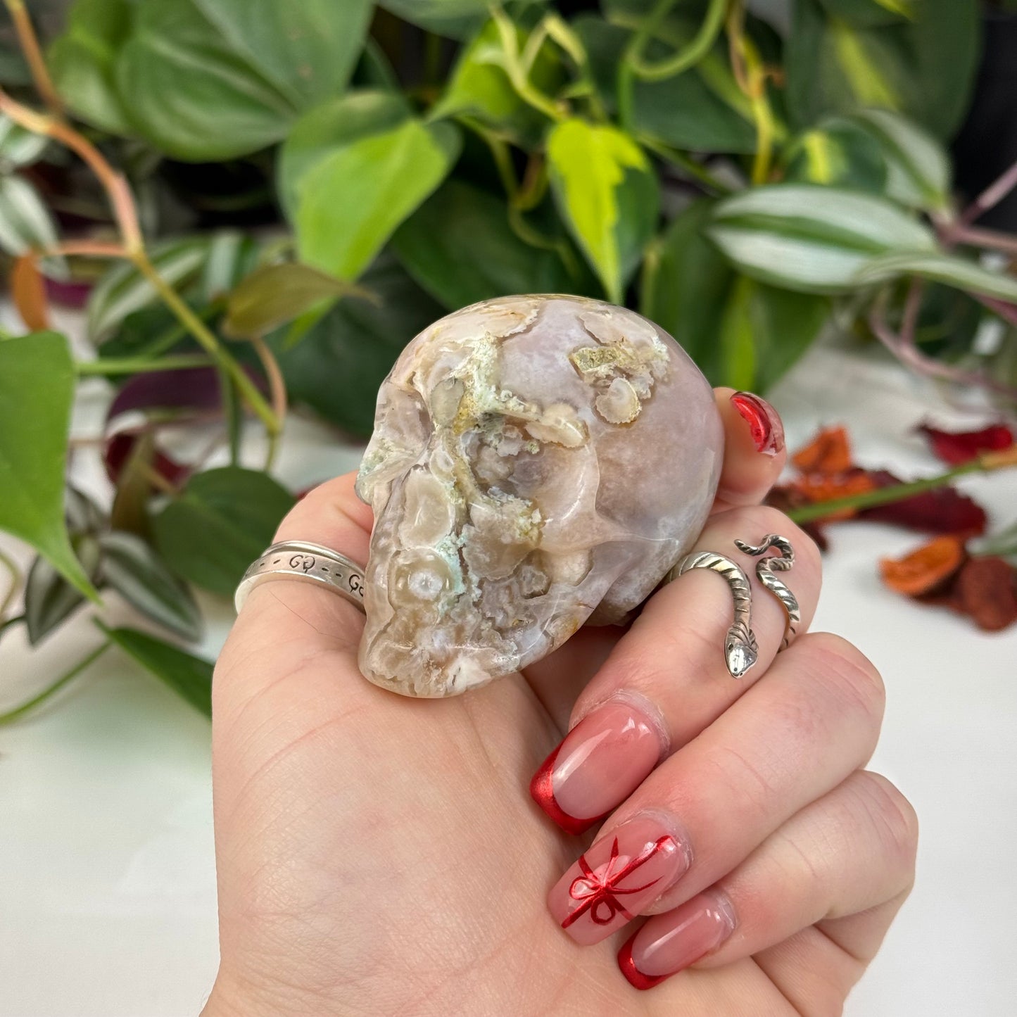 Flower Agate Skull