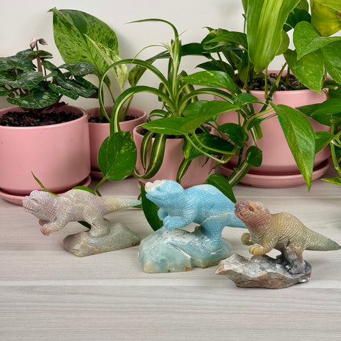 Hand-Carved Amazonite T-Rex - Crystal Carving