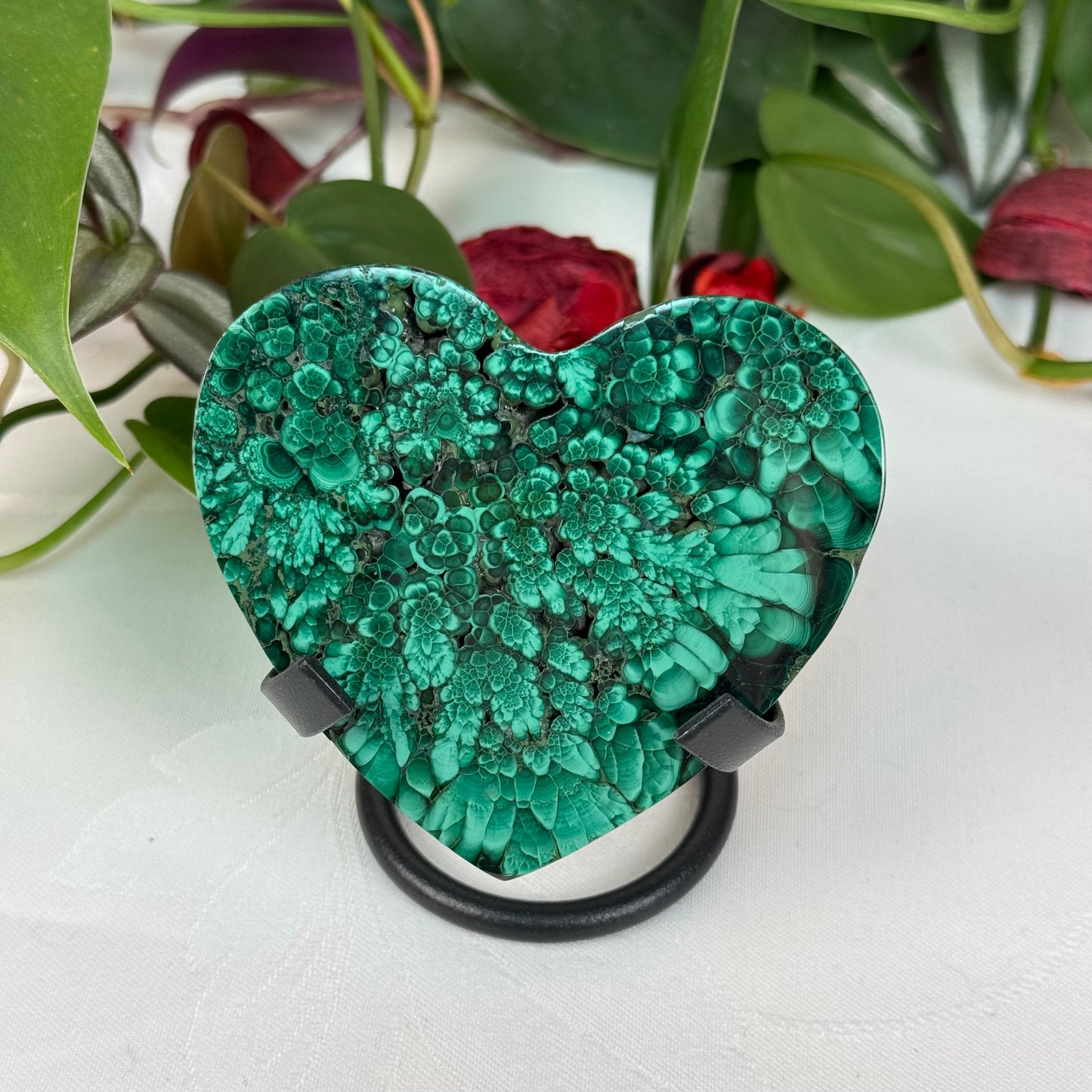 Velvet Flower Malachite Love Heart