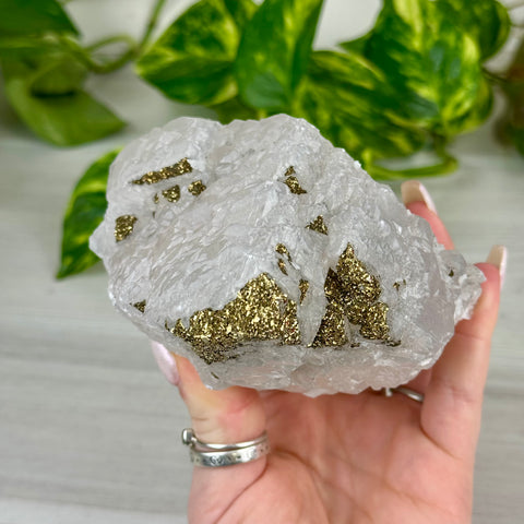 Pink Calcite with Glitter Pyrite Specimen (UV Reactive)