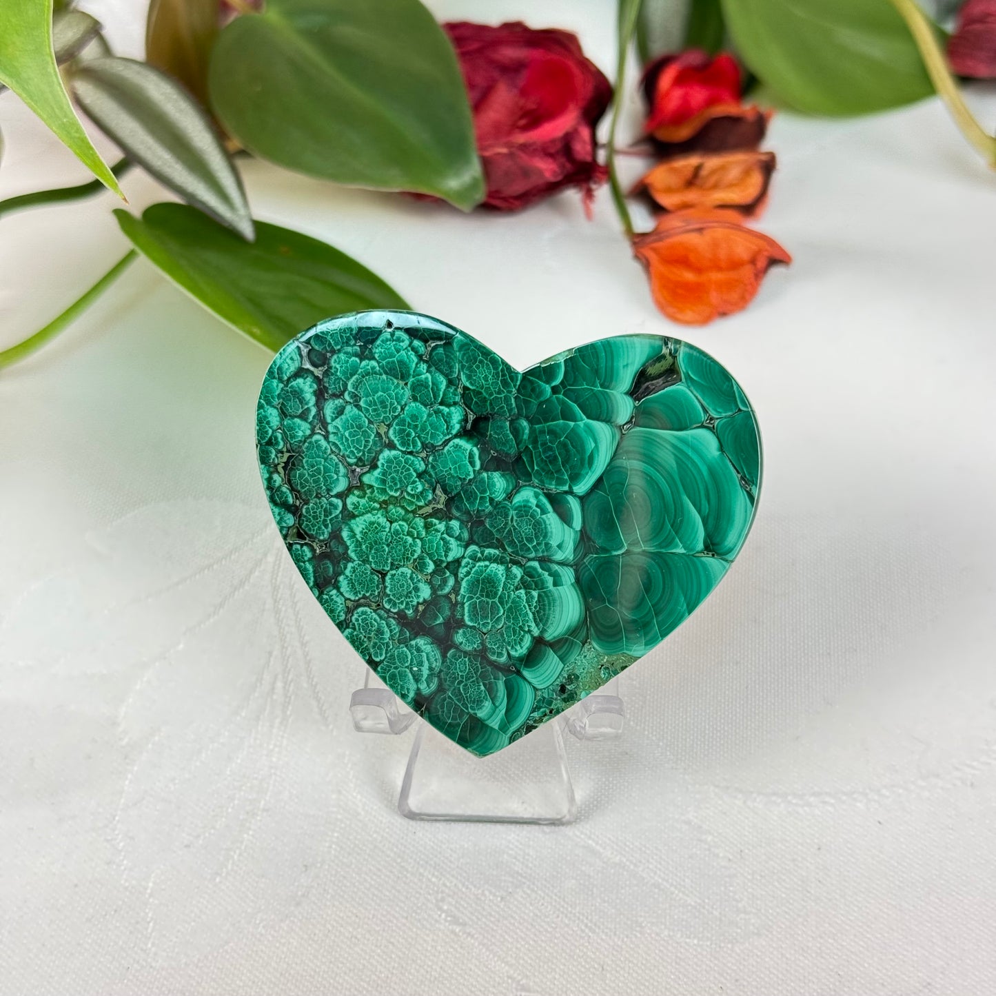 Velvet Flower Malachite Love Heart