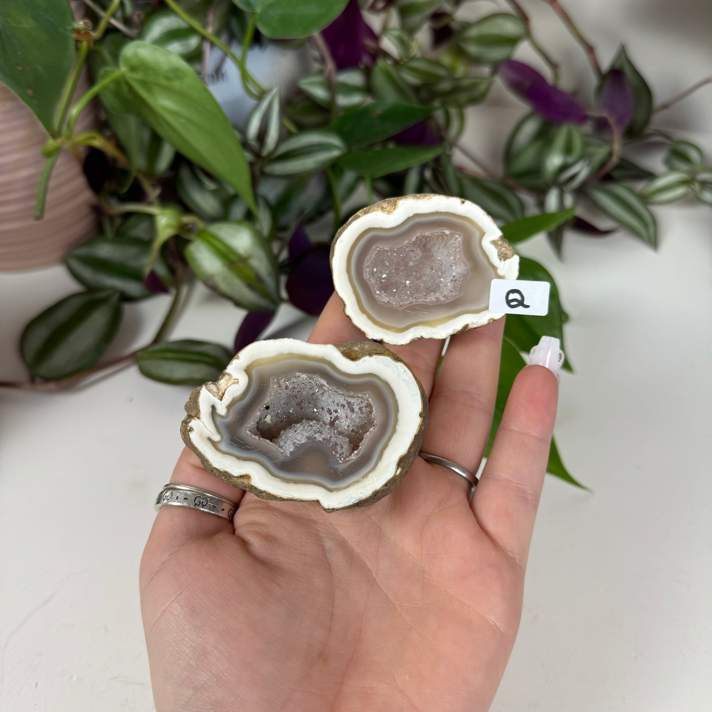 Druzy Agate Geode Pair