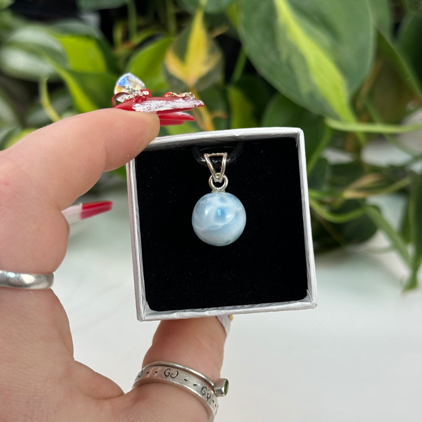 Larimar Sphere Pendant (Set In Sterling Silver)