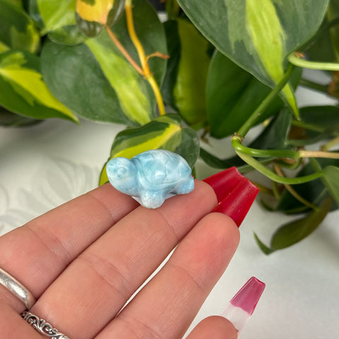 Mini Larimar Turtle - Crystal Carving