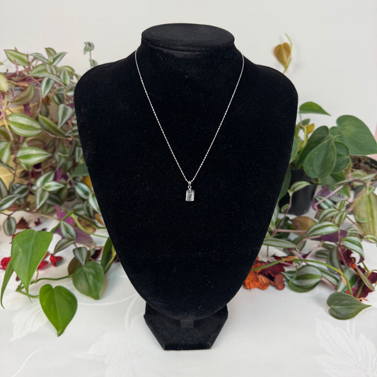 Black Tourmaline In Quartz Necklace (Chain Included)