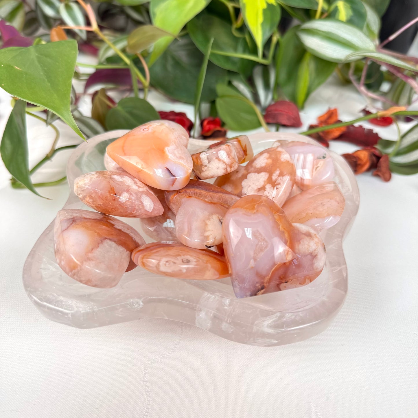 Cherry Blossom Agate Love Heart