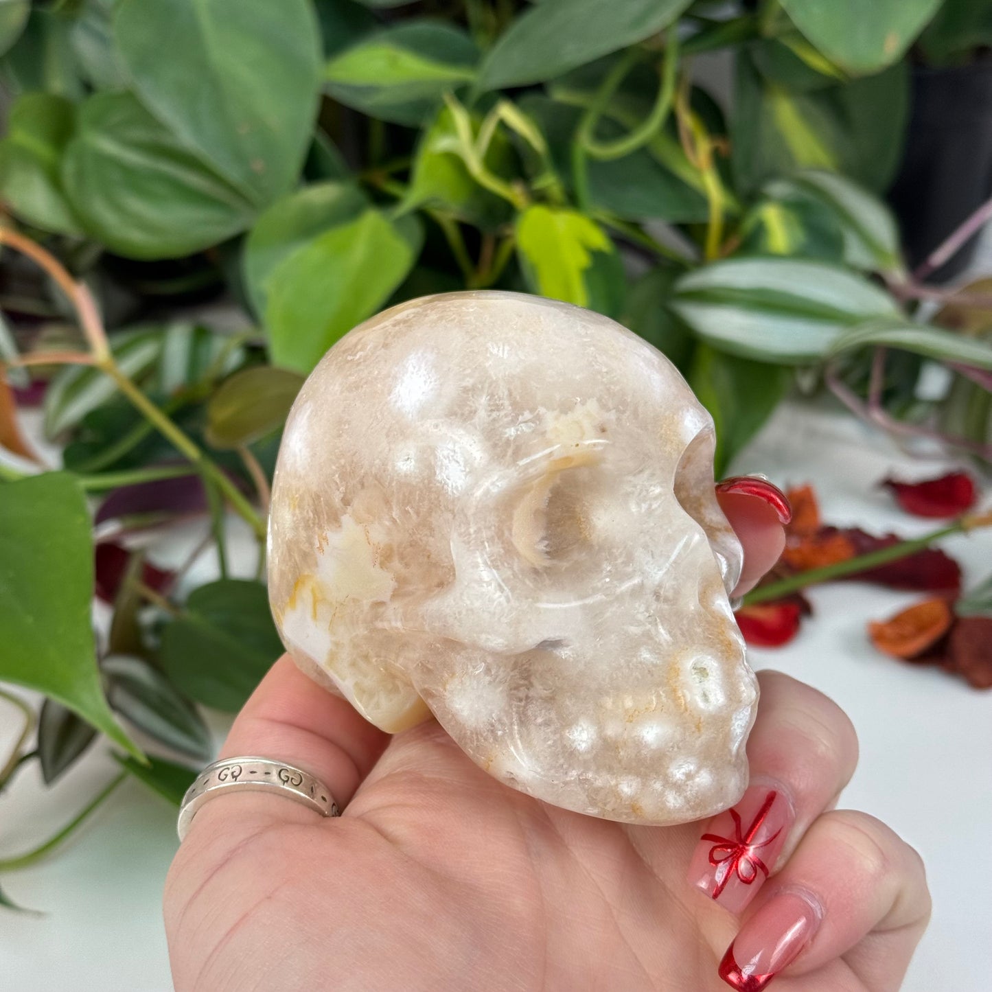 Flower Agate Skull