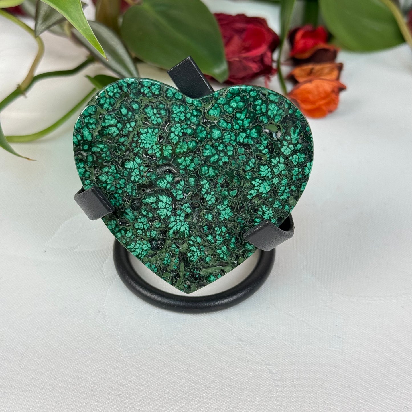 Velvet Flower Malachite Love Heart