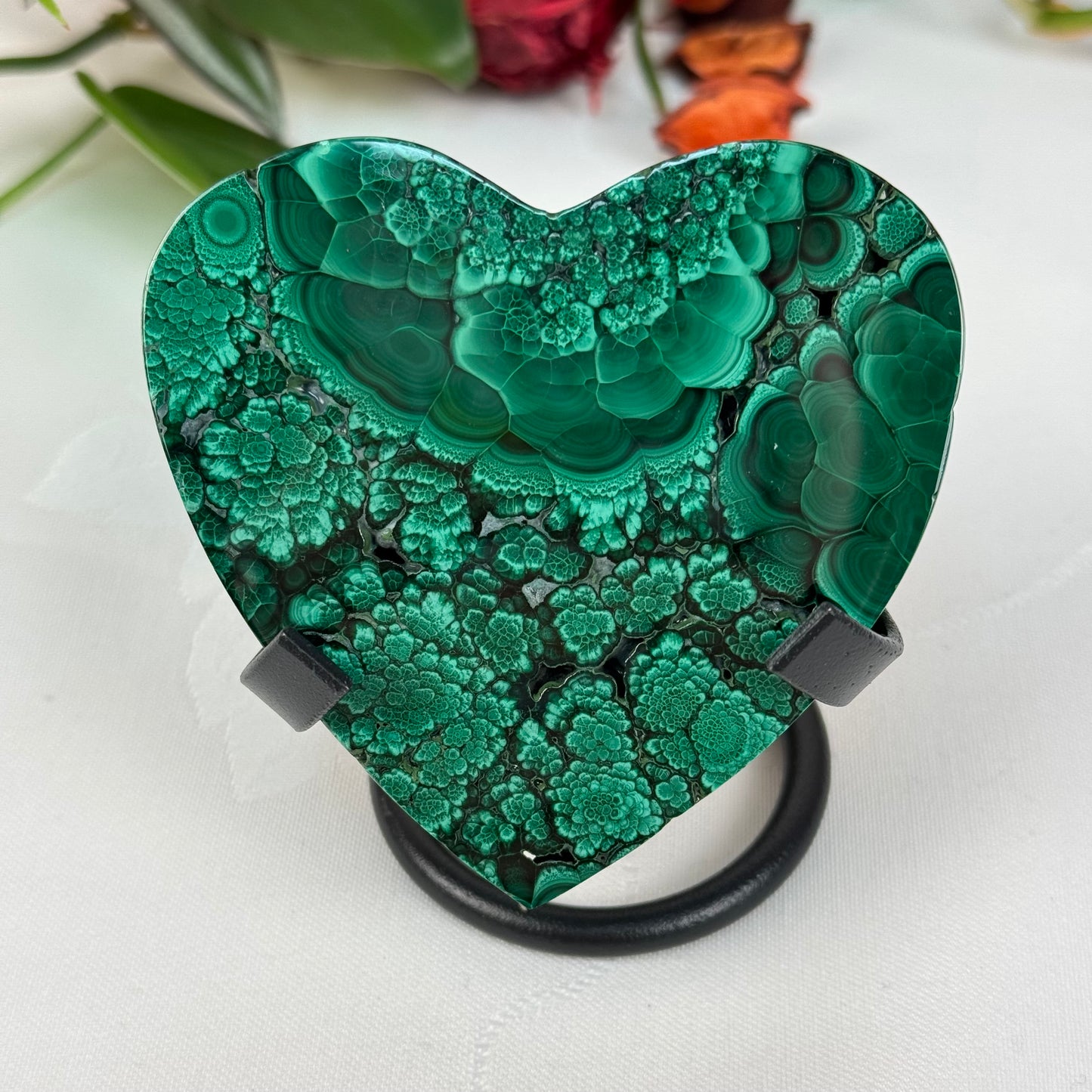 Velvet Flower Malachite Love Heart