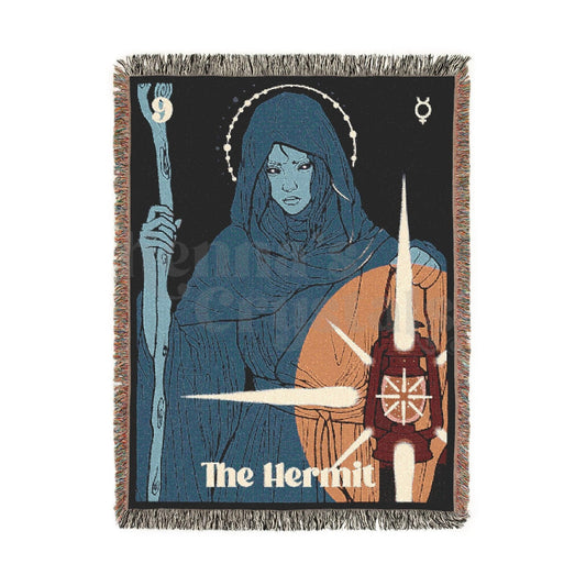 "The Hermit" Tarot Card Woven Blanket, 100% Cotton