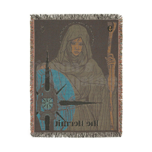 "The Hermit" Tarot Card Woven Blanket, 100% Cotton