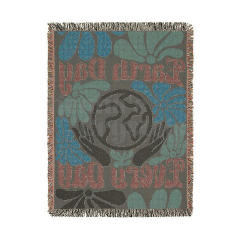 "Earth Day Every Day" Woven Blanket, 100% Cotton