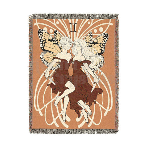 "Greta" Gemini Woven Blanket, 100% Cotton
