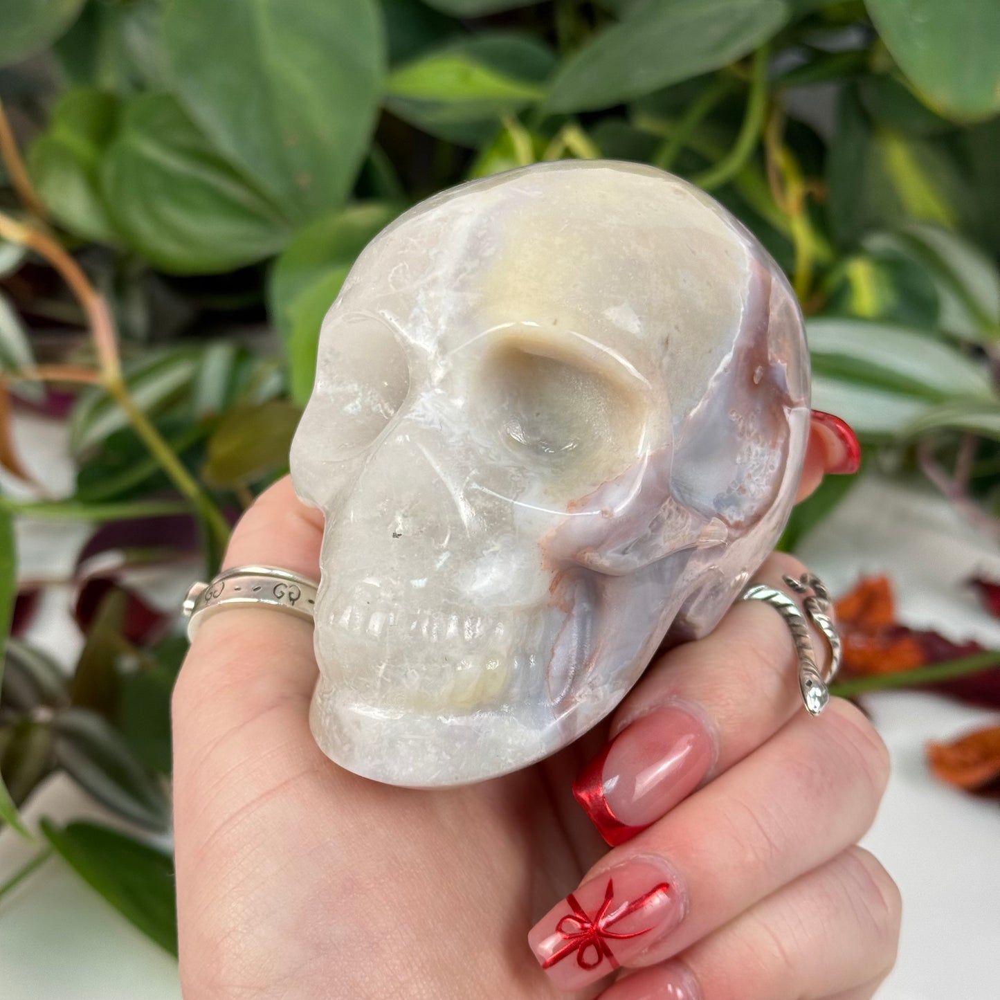 Flower Agate Skull