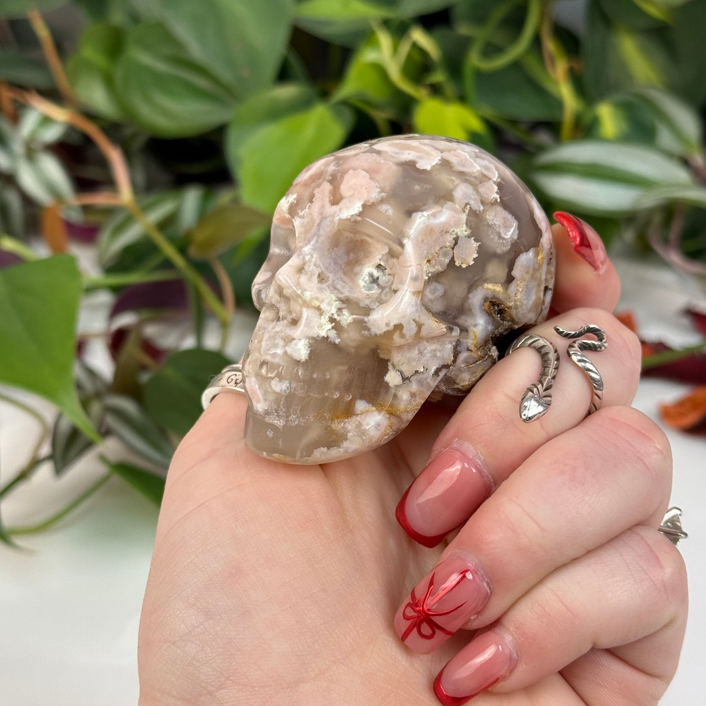 Flower Agate Skull