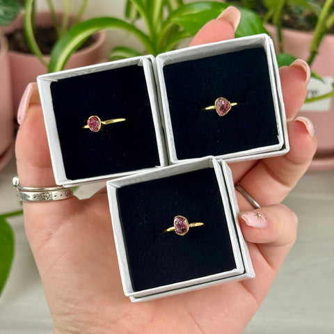 Gold Vermeil Pink Tourmaline Stackable Ring