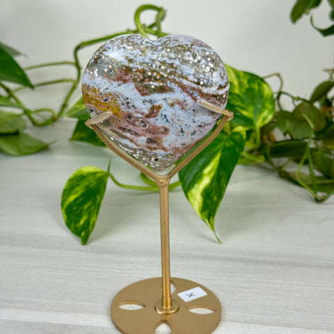 Ocean Jasper Heart (W/ Custom Stand)