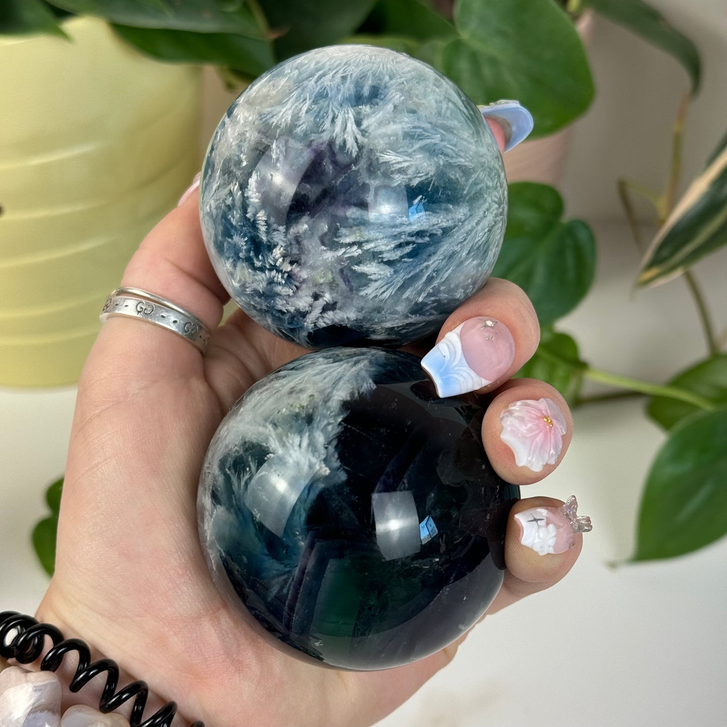 Feather Fluorite Sphere