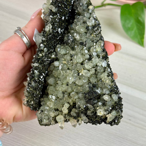 Black Epidote & Chlorite Quartz Specimen (Forest Quartz)