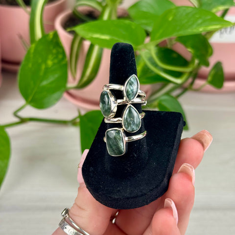 Sterling Silver Chunky Seraphinite Ring