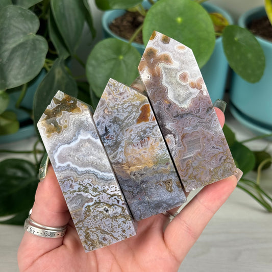 Purple Moss Agate Tower