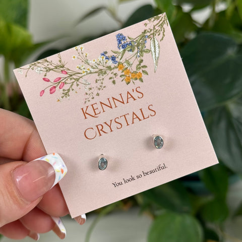 Sterling Silver Aquamarine Stud Earrings