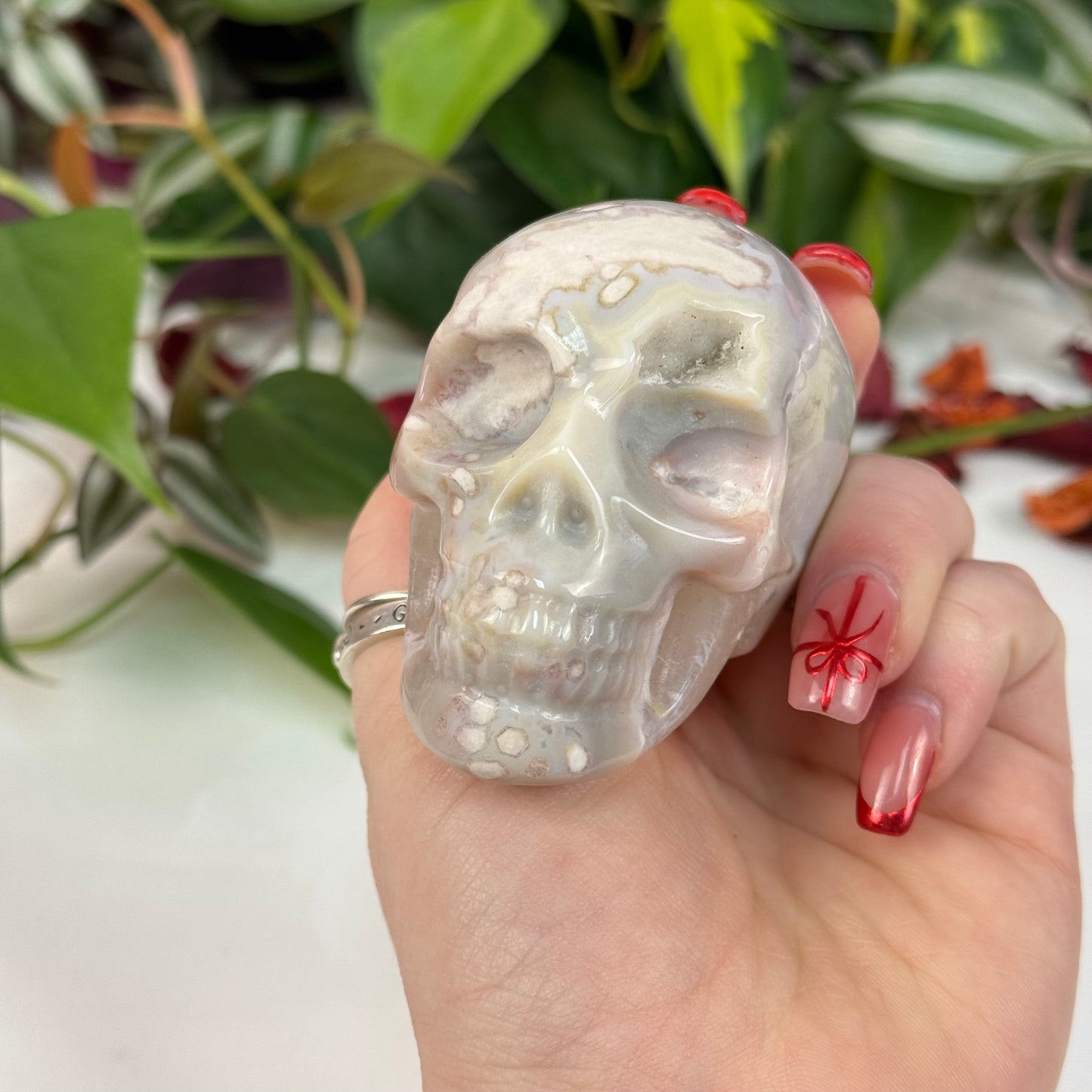 Flower Agate Skull