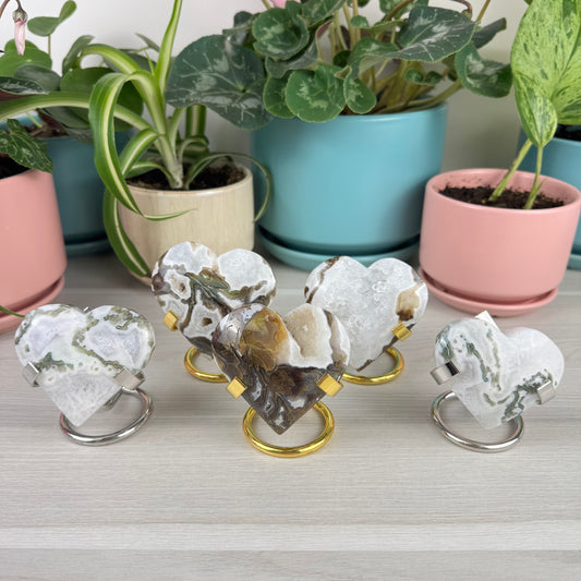 Moss Agate Love Heart
