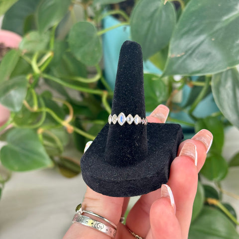 Sterling Silver Rainbow Moonstone Goddess Ring
