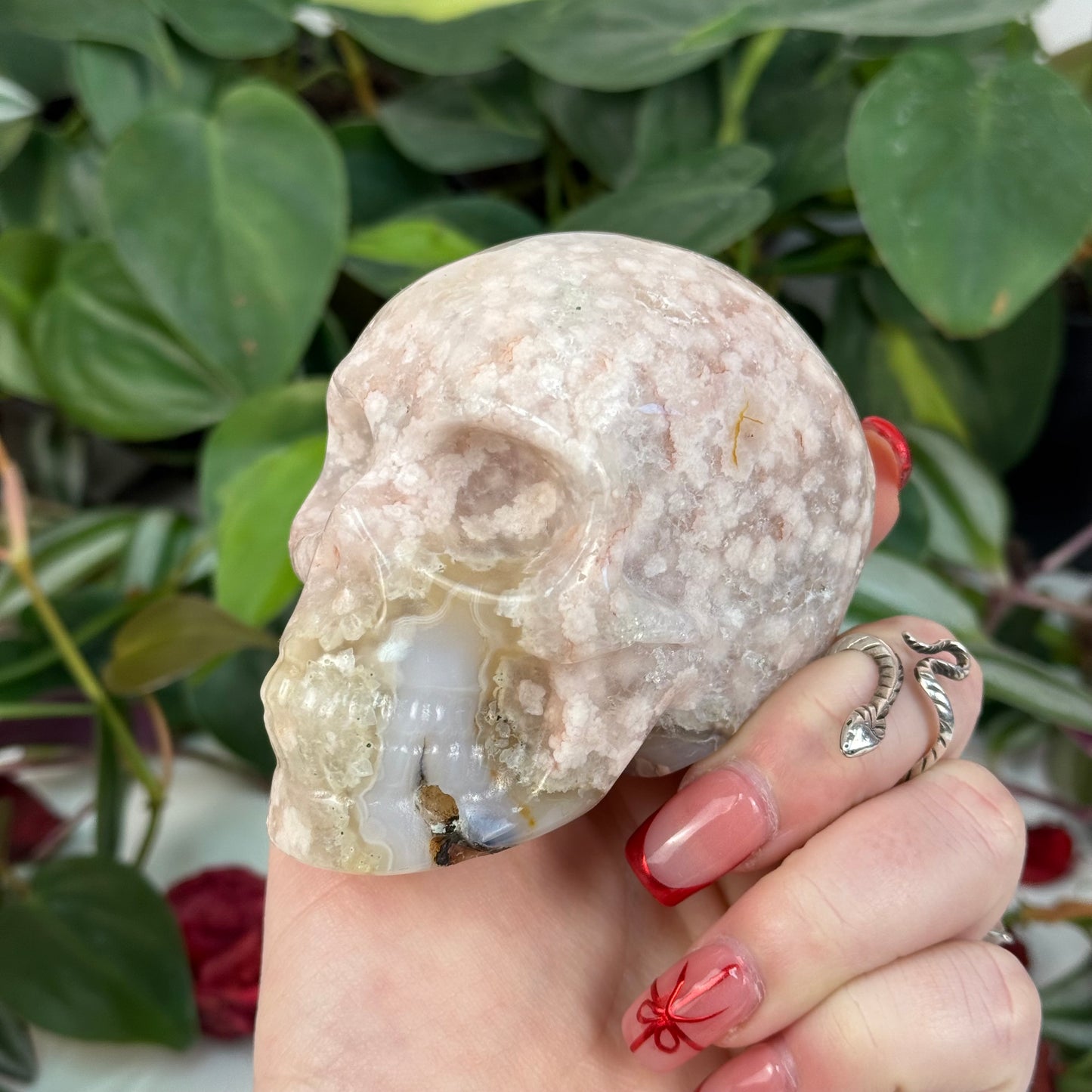 Flower Agate Skull