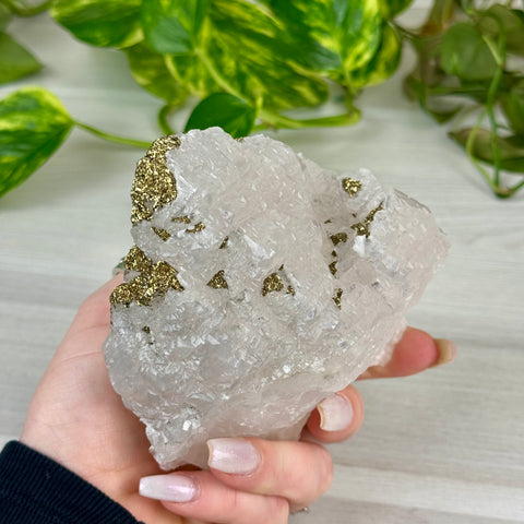 Pink Calcite with Glitter Pyrite Specimen (UV Reactive)