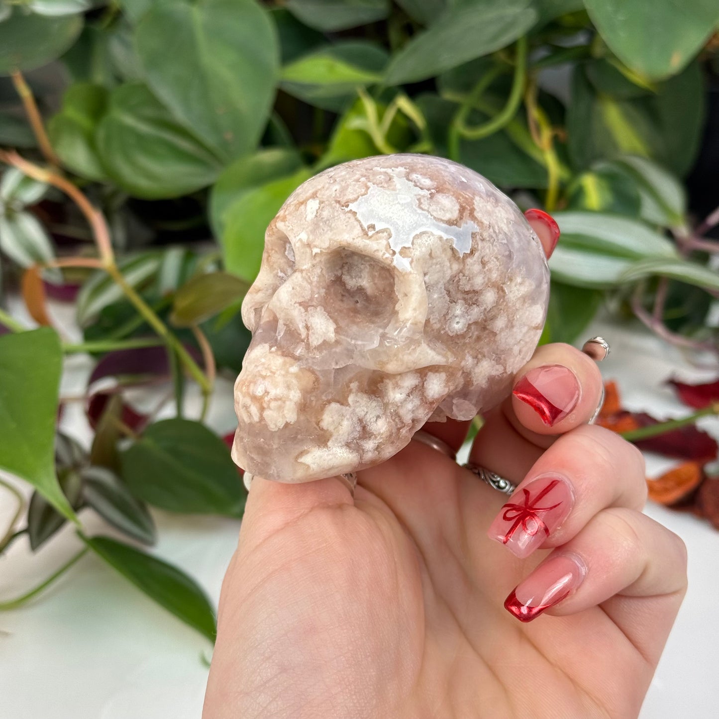 Flower Agate Skull