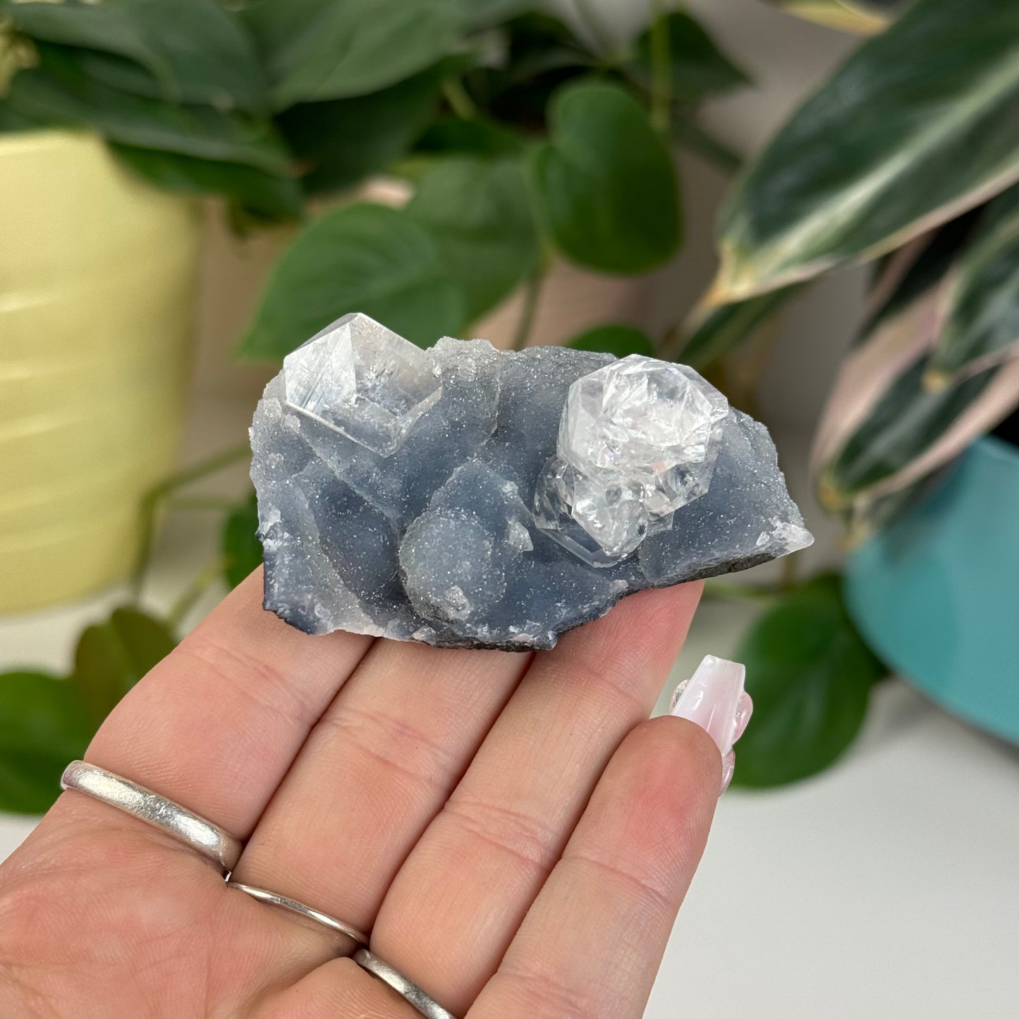 Apophyllite On Sky-Blue Chalcedony