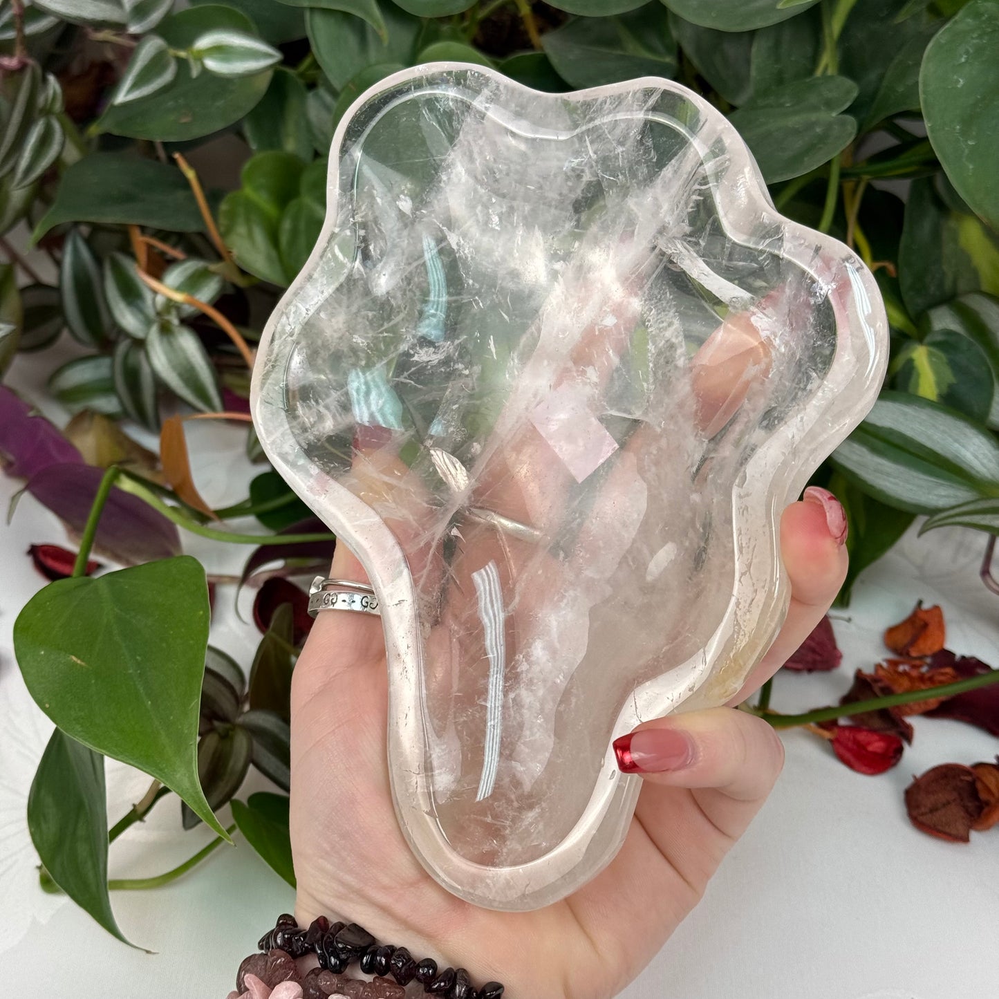 Clear Rose Quartz Dish