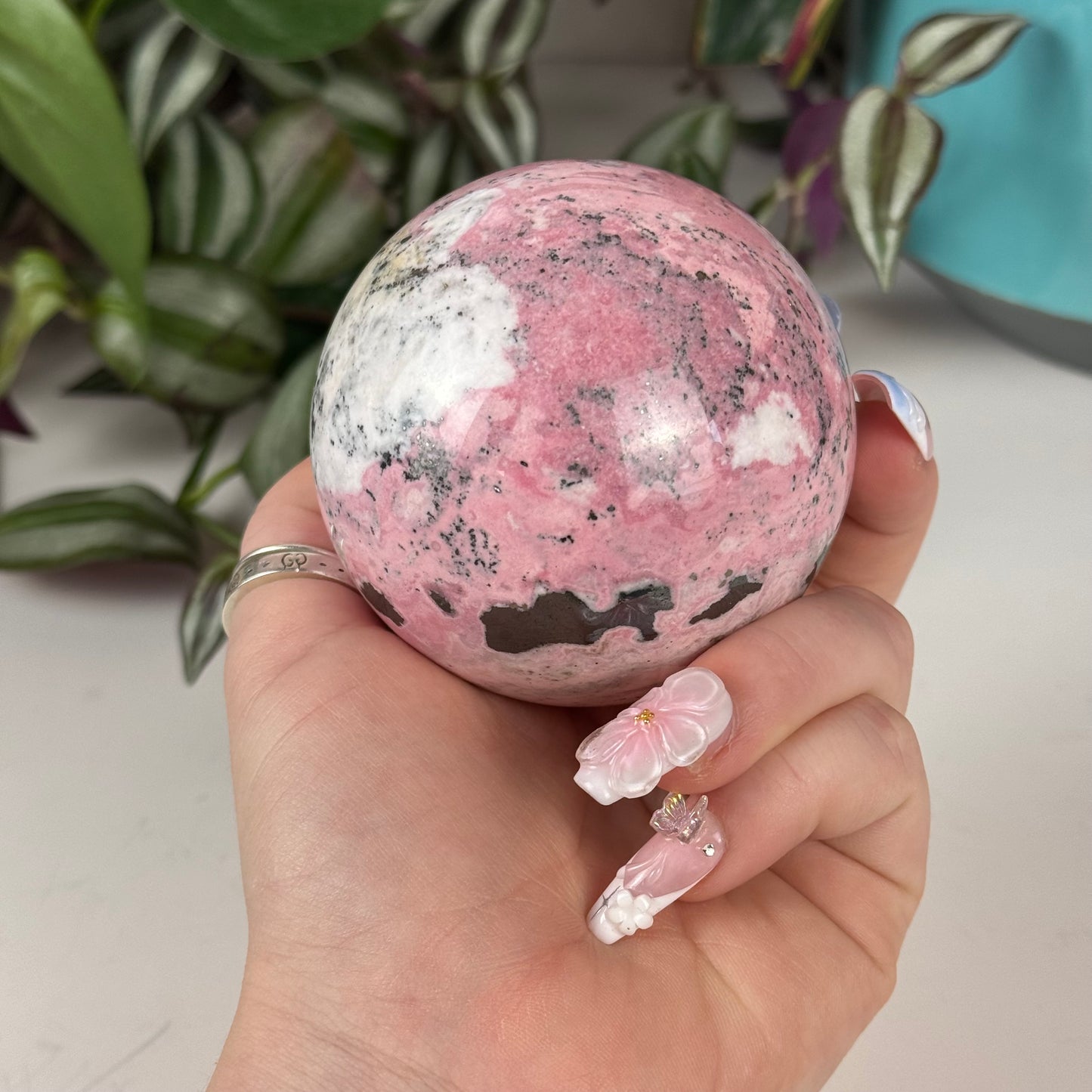 Bubble Gum Peruvian Rhodonite Sphere