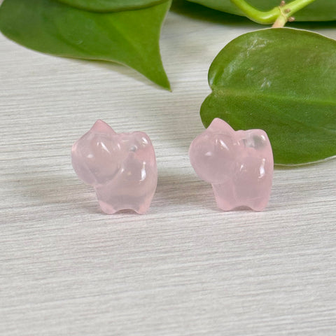 Mini Rose Quartz Cat Carving