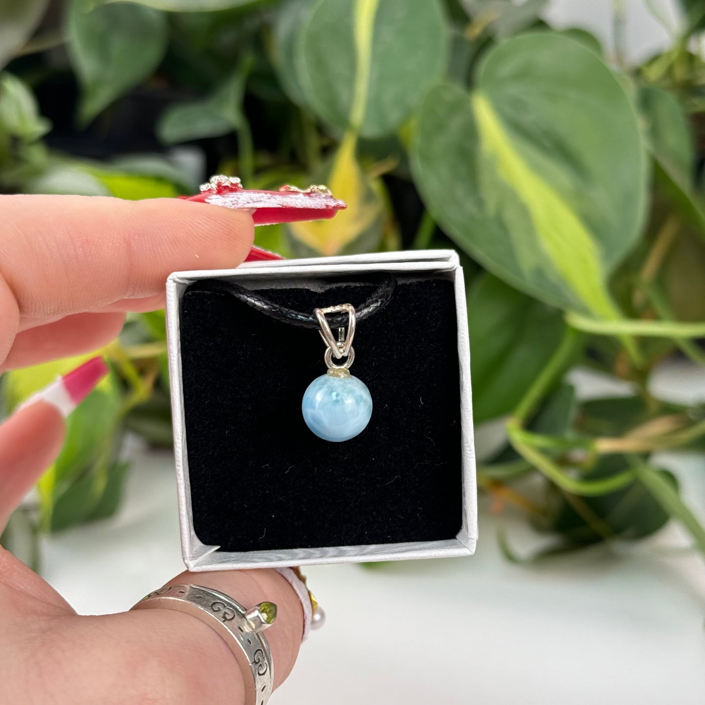 Larimar Sphere Pendant (Set In Sterling Silver)