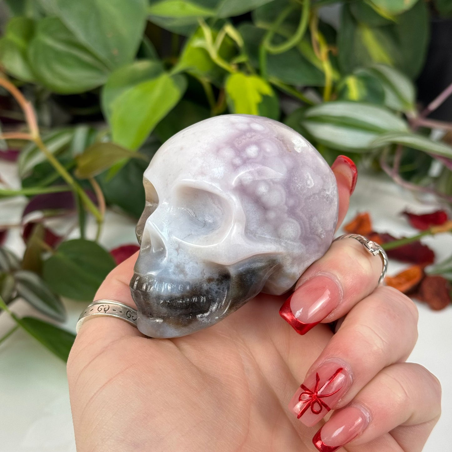 Flower Agate Skull