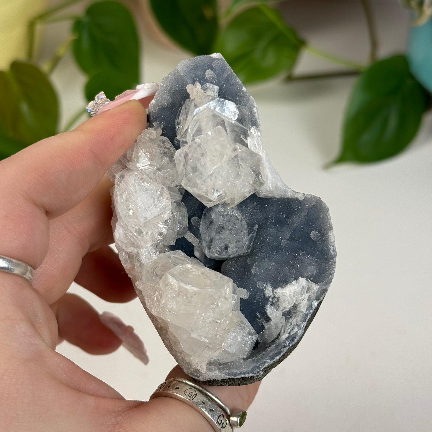 Apophyllite On Sky-Blue Chalcedony