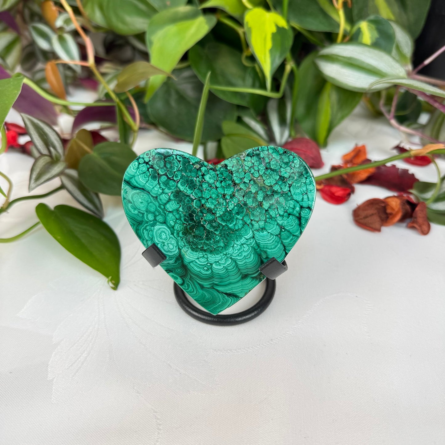 Velvet Flower Malachite Love Heart