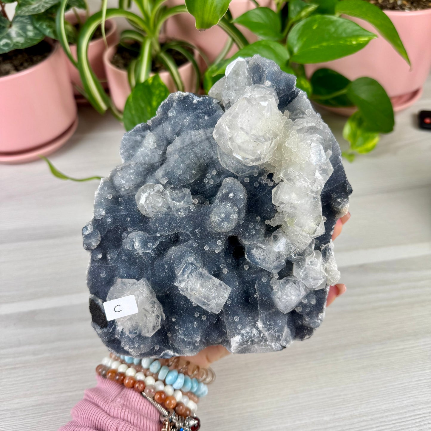 Deep Blue Chalcedony With Apophyllite