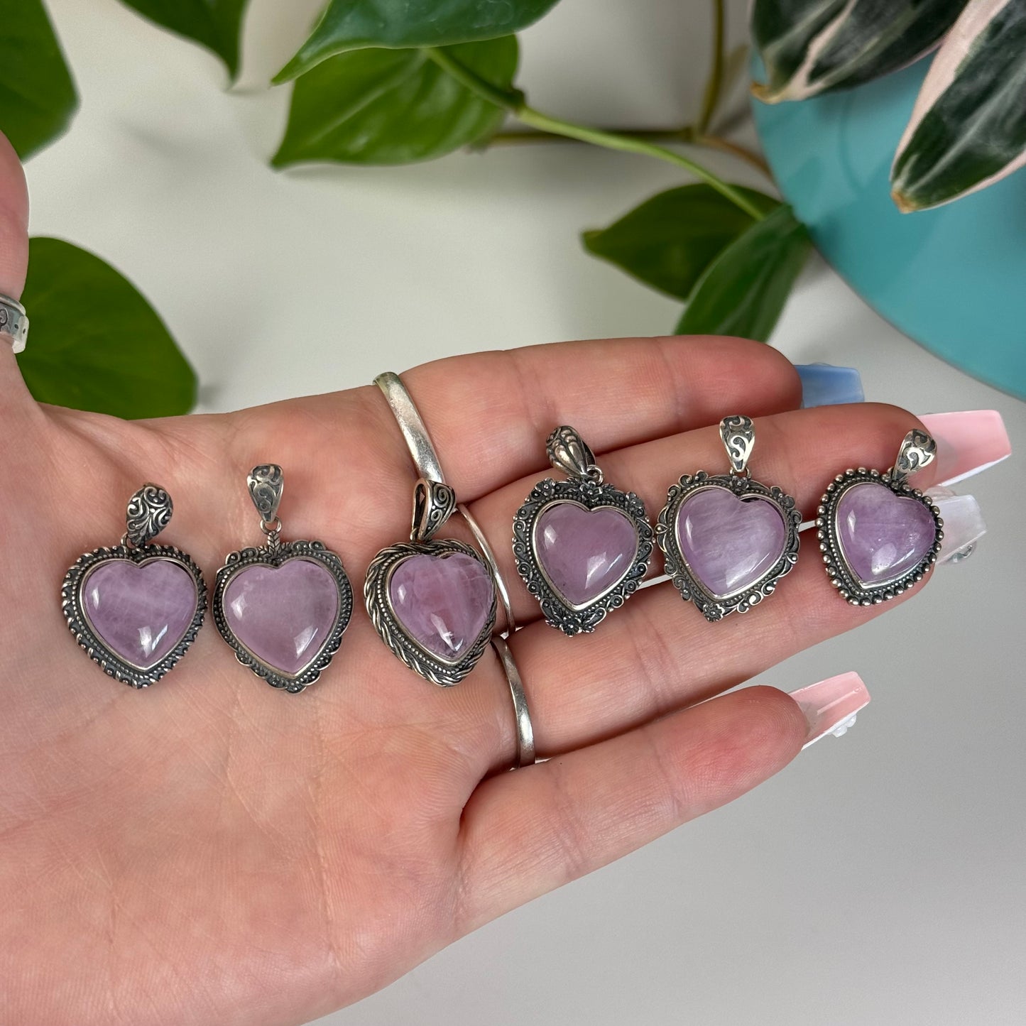 Kunzite Heart Pendant (w/ Sterling Silver Chain)