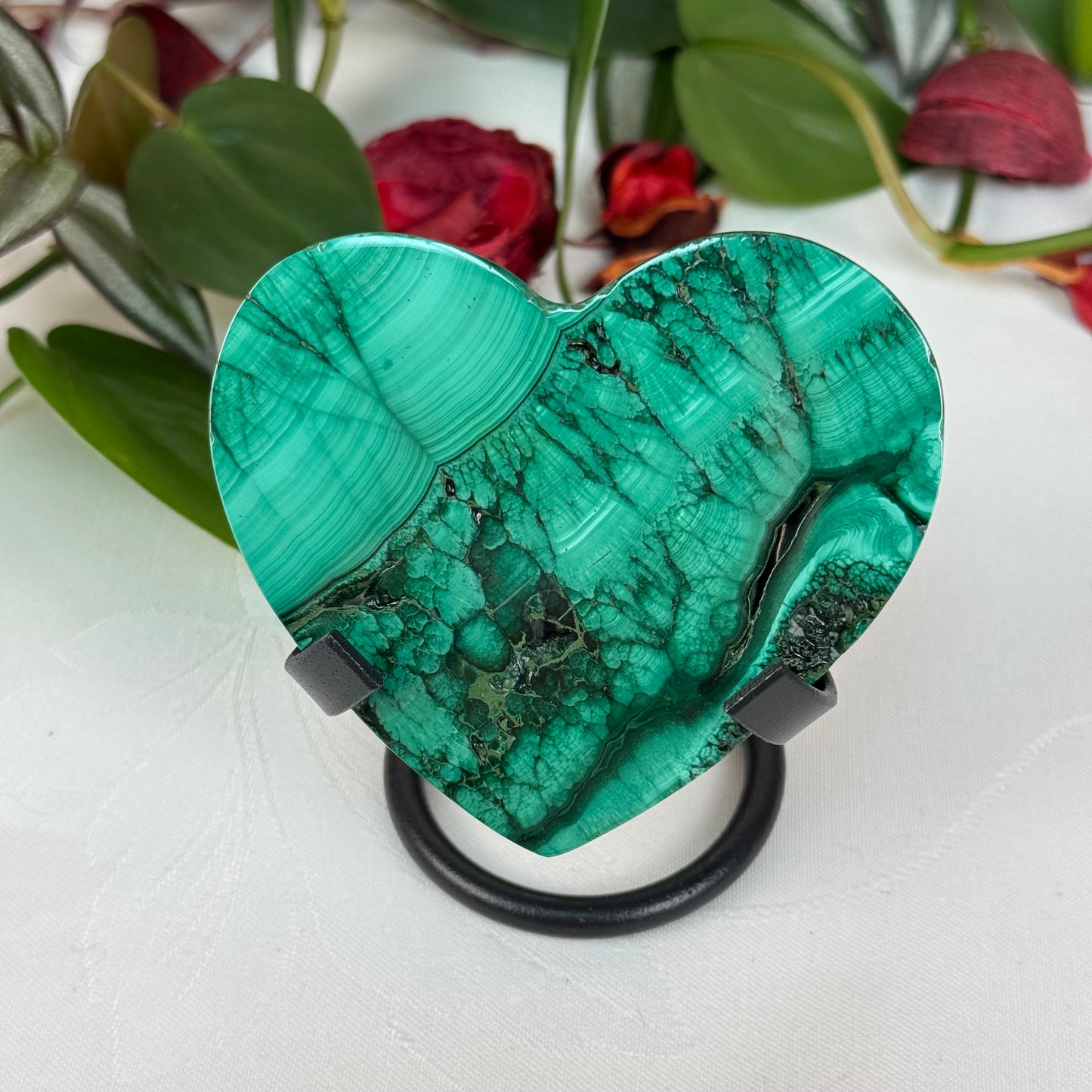 Velvet Flower Malachite Love Heart