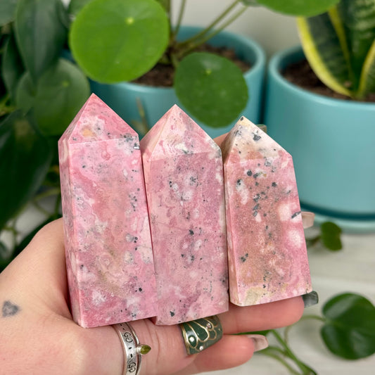 Bubble Gum Pink Peruvian Rhodonite Tower