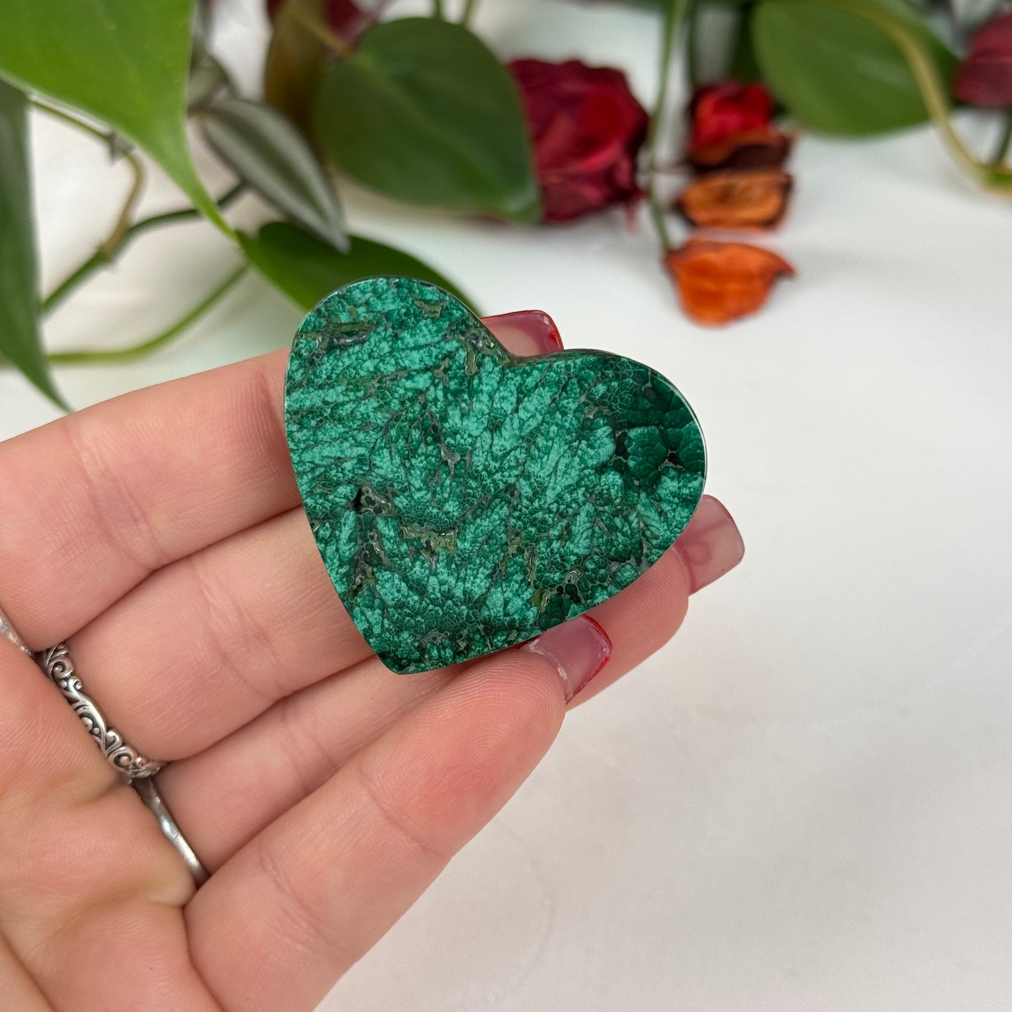 Velvet Flower Malachite Love Heart