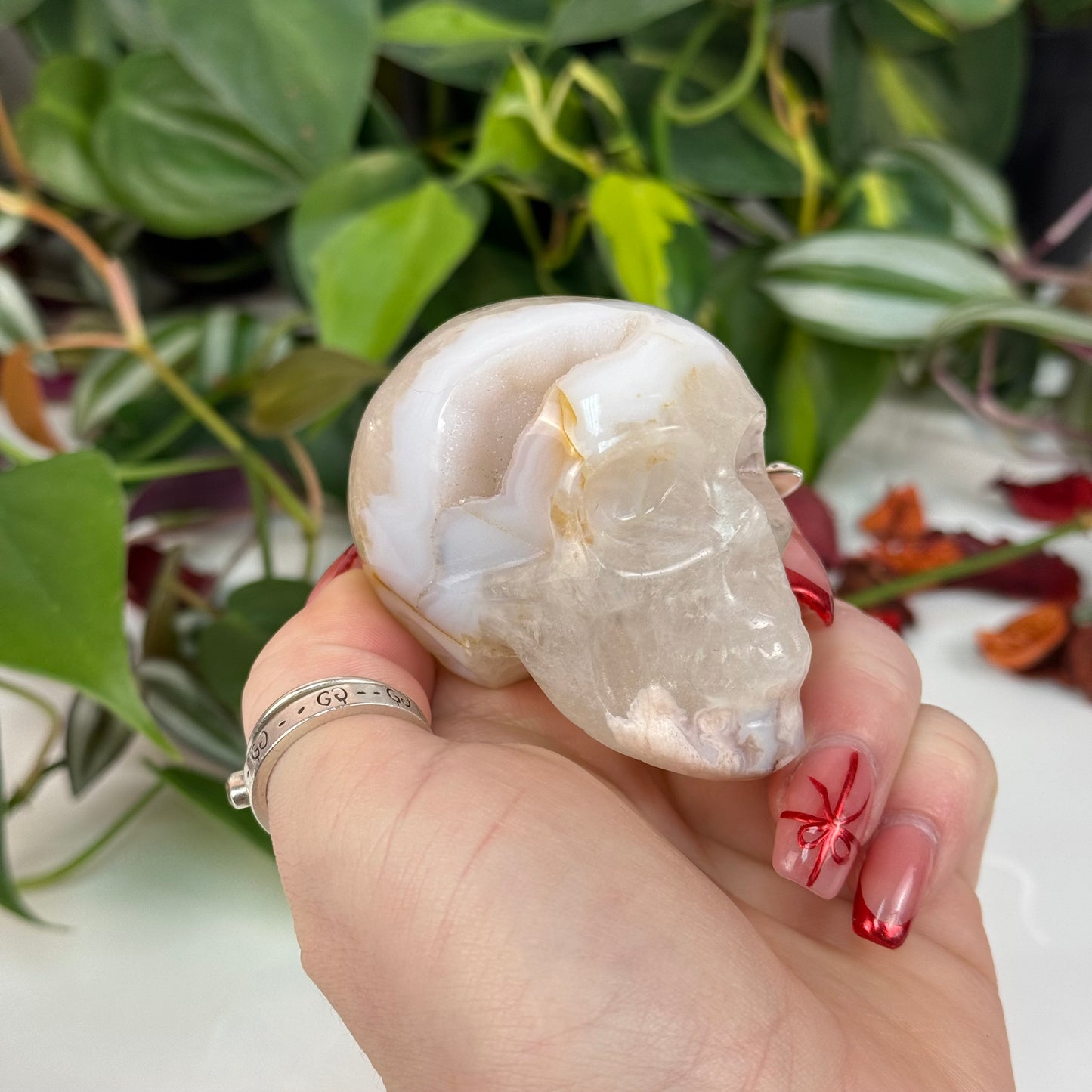 Flower Agate Skull